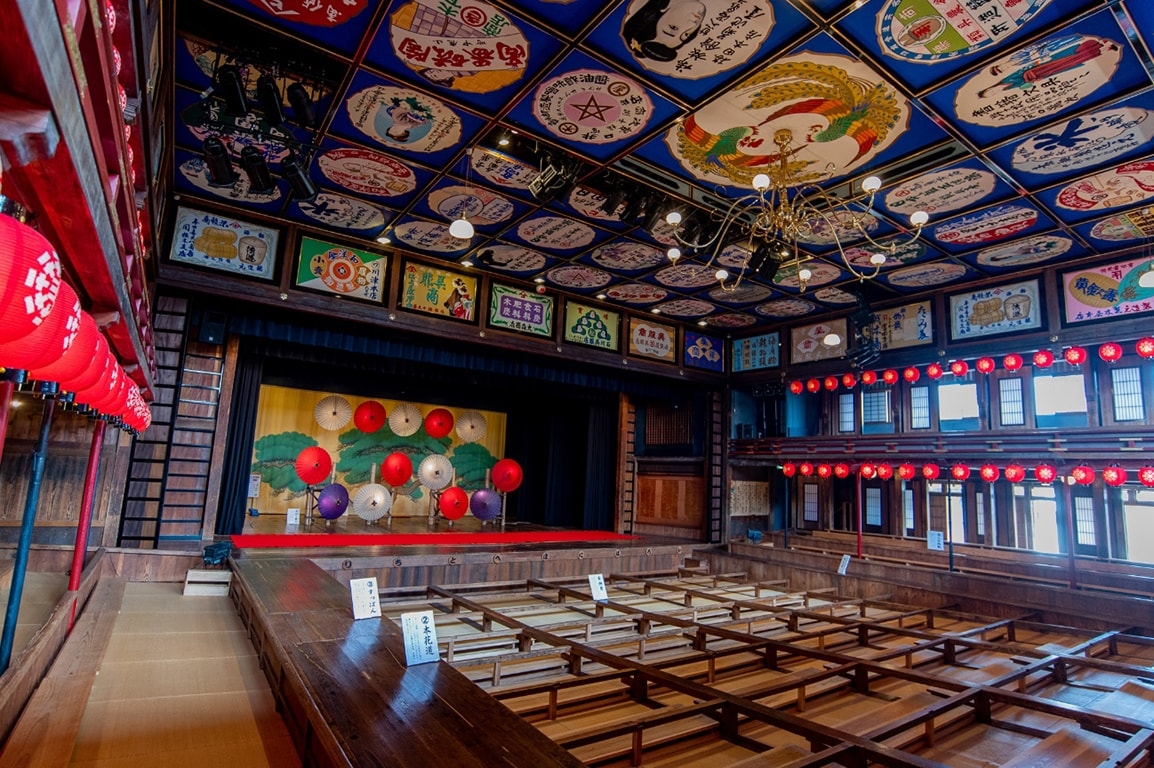 Inside a traditional kabuki theater