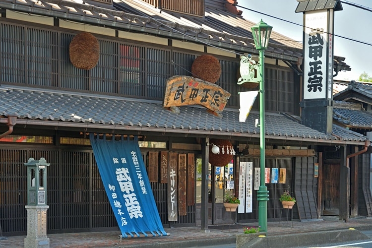 Exterior of a very old Japanese brewery 