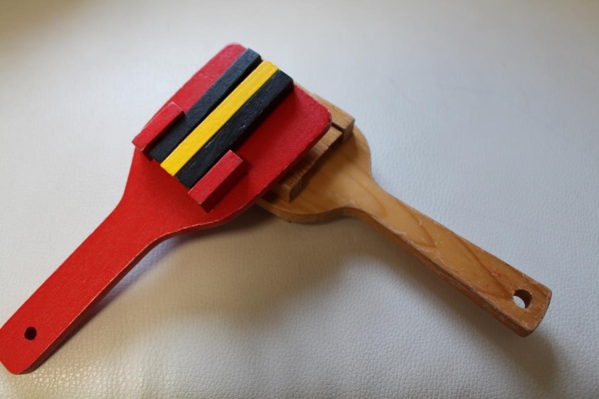 Wooden clappers often used during the parade by dancers and musicians