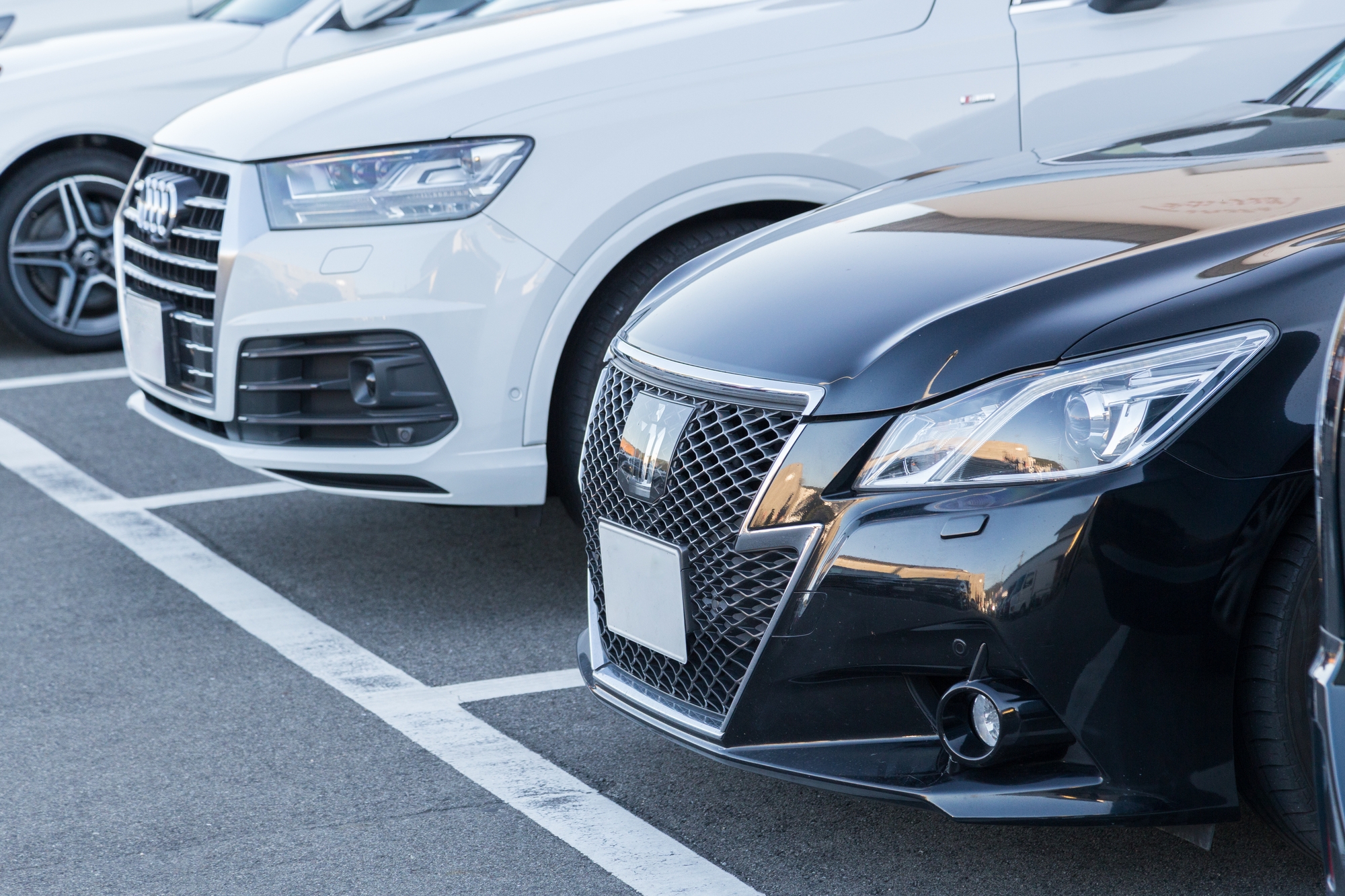 A row of new cars