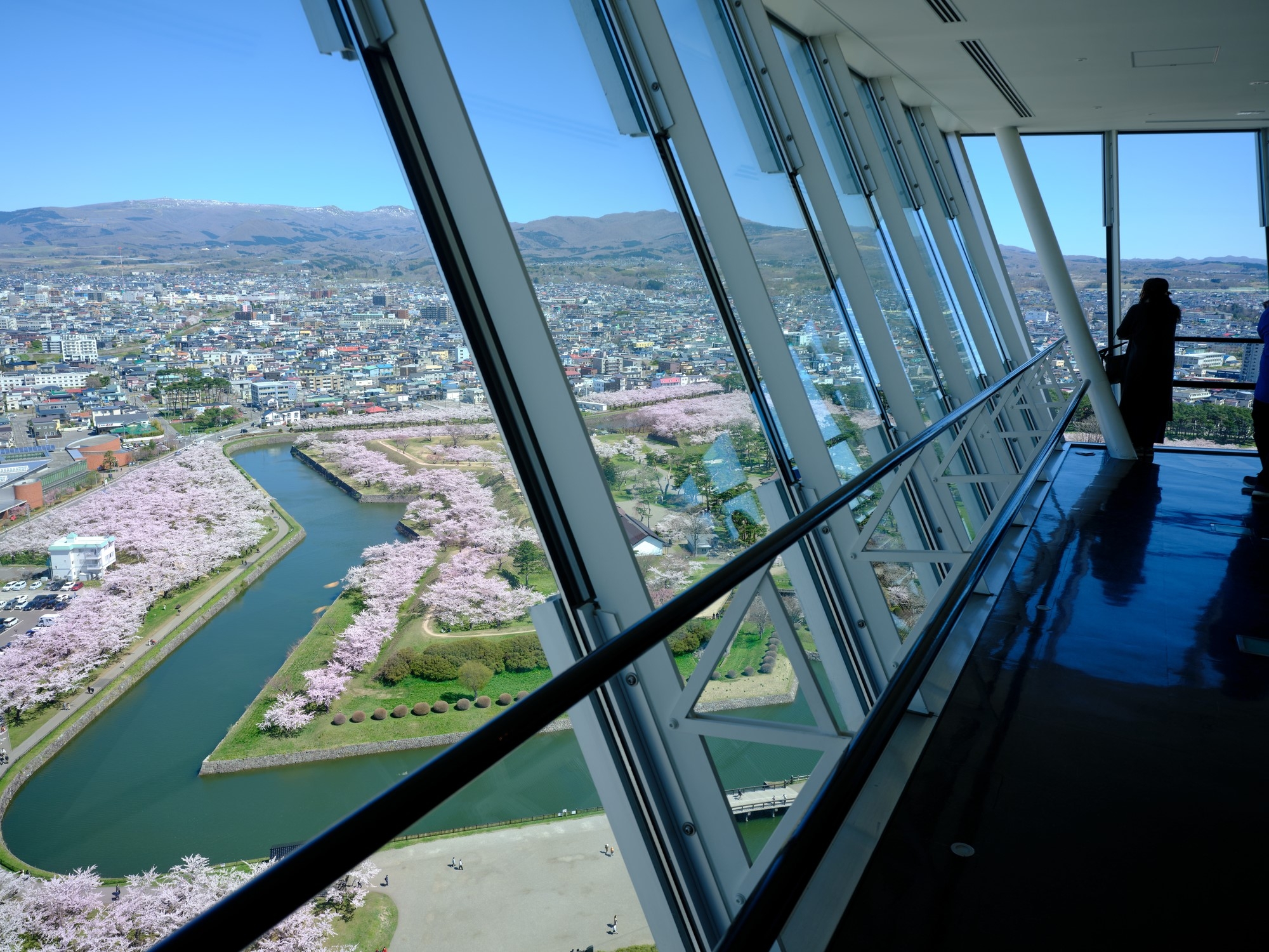 The nearby observation deck, overlooking Goryokaku park