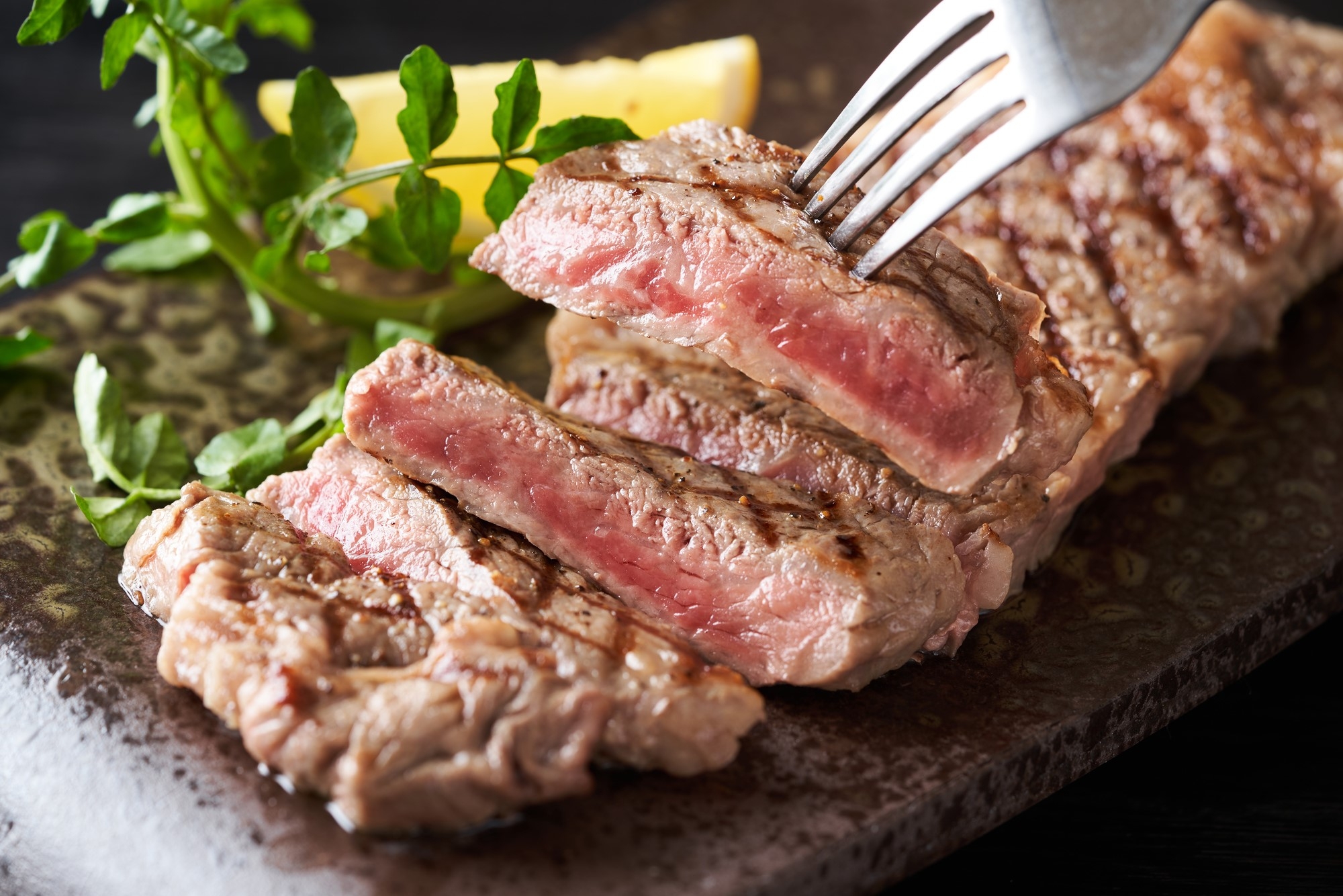 A steak that has been grilled and sliced