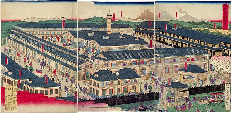 A painting of Tomioka Silk Mill