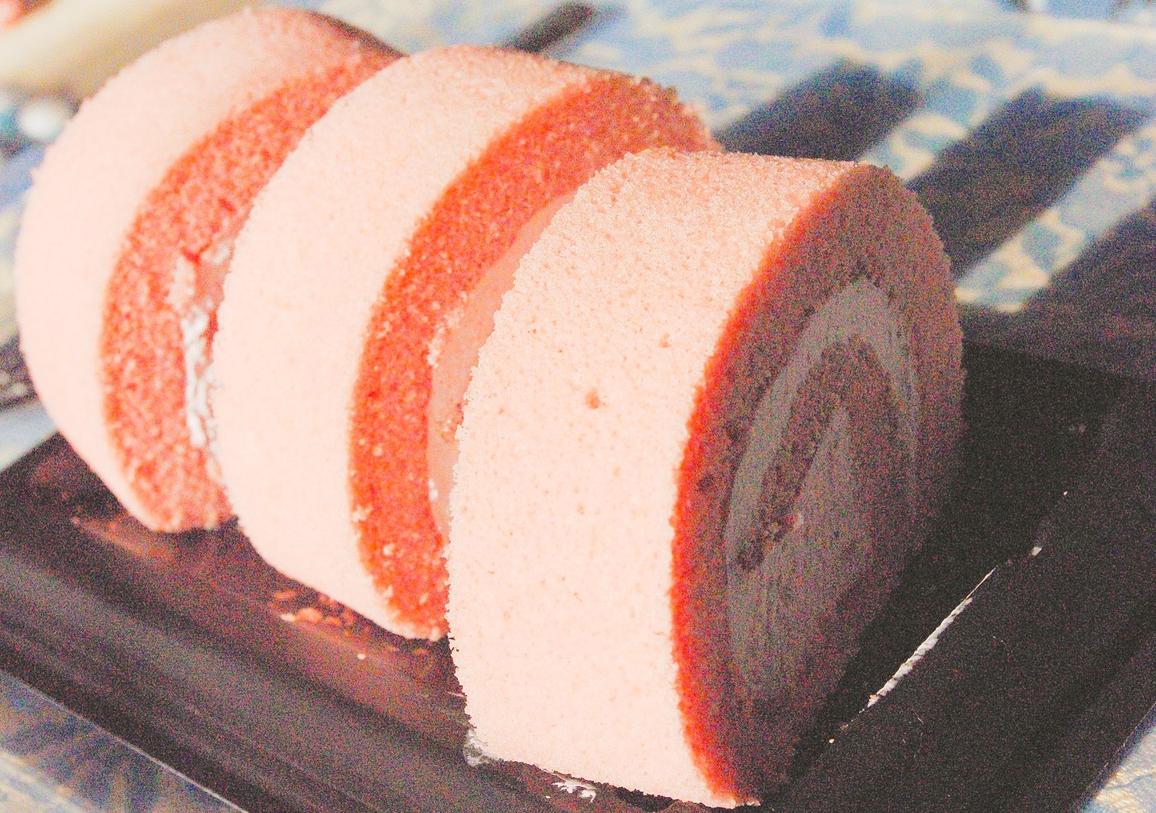 A colorful roll cake from a Japanese convenience store