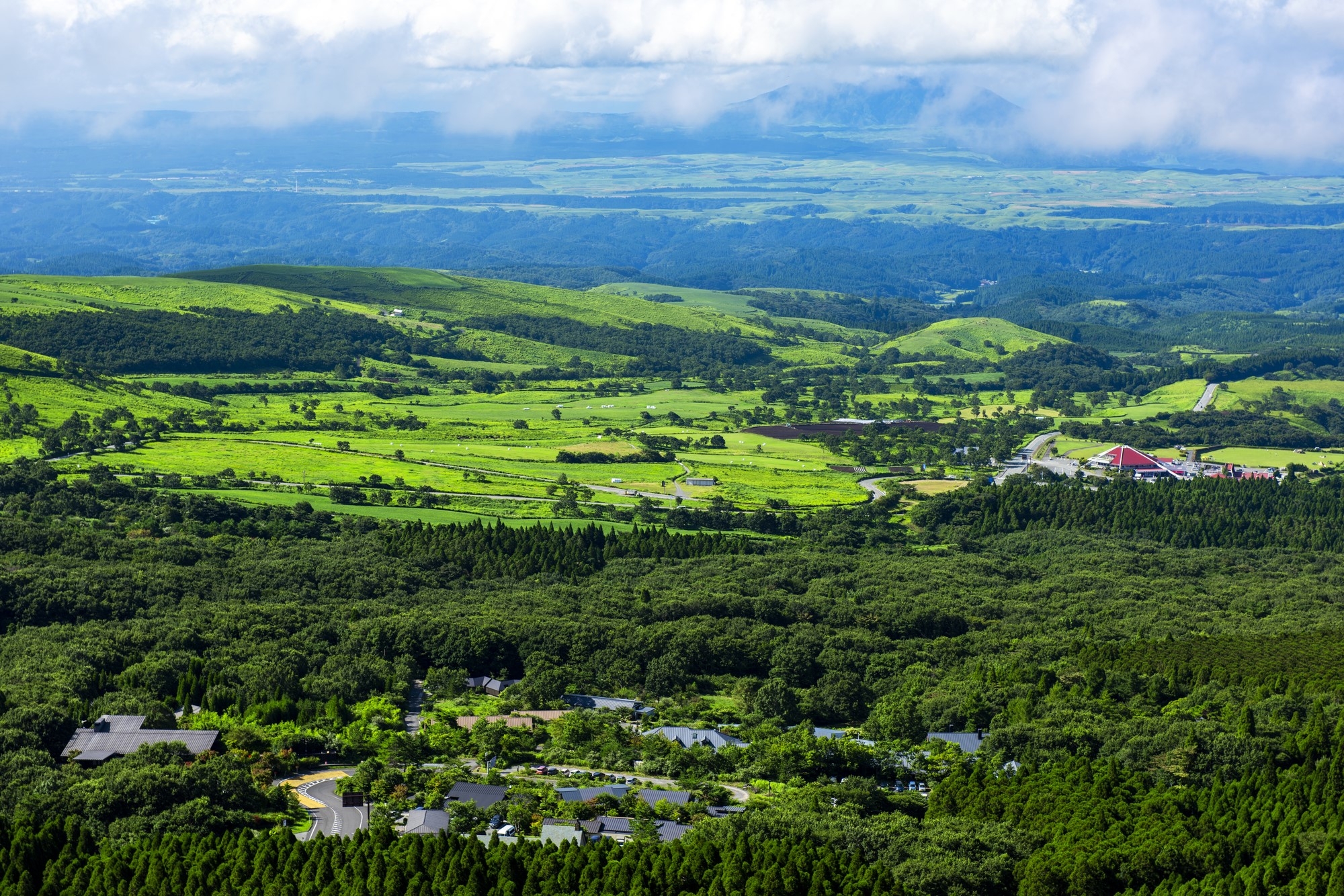 Aerial view of Oguni town