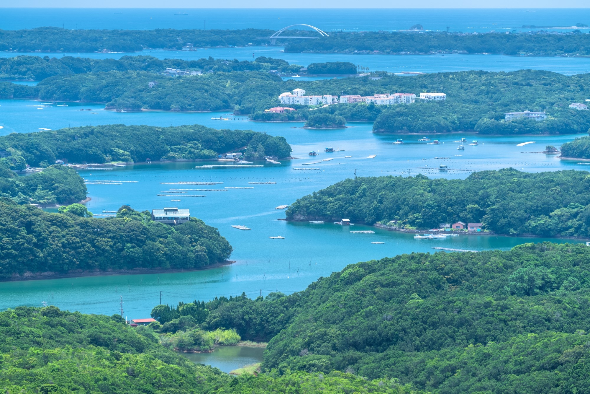 An aerial view of the islands around Shima City