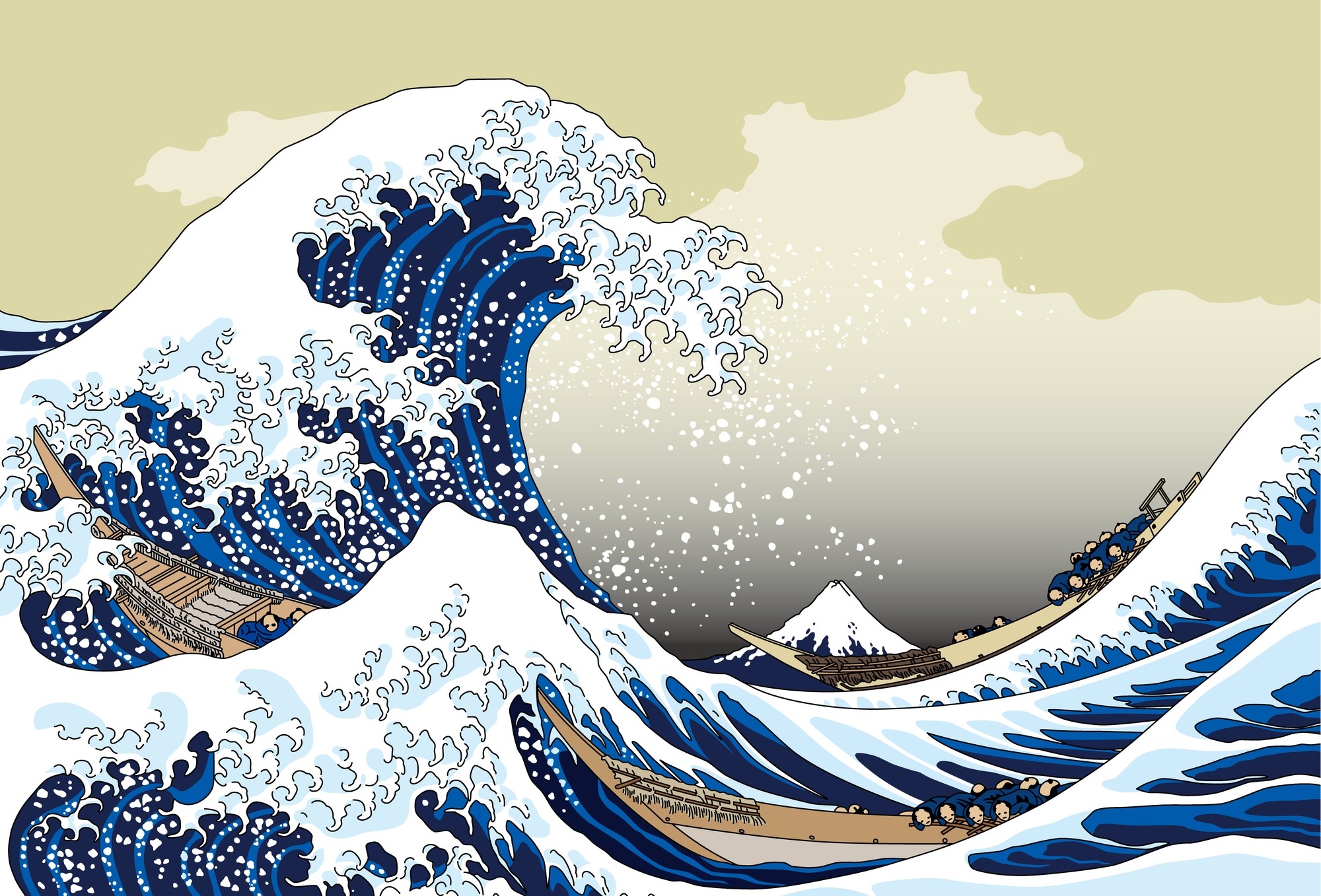 Hokusai's famous print of Mt Fuji with a large wave in front