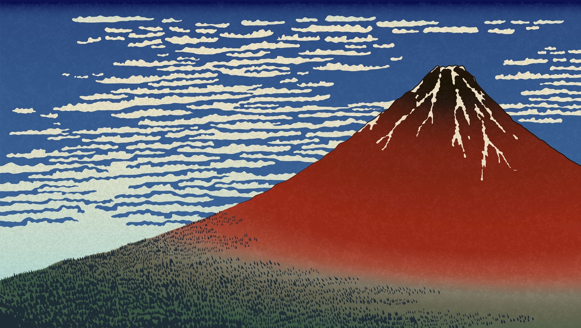 One of Hokusai's many famous prints of MT. Fuji