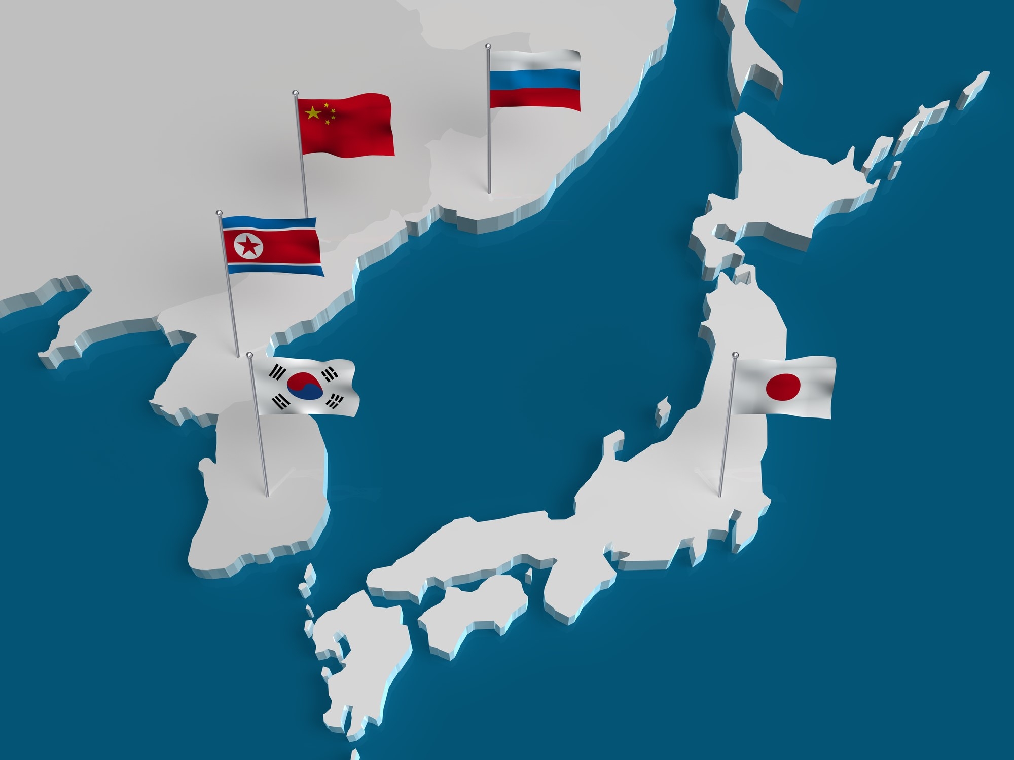 A map showing Japan, North and South Korea, China, and Russia