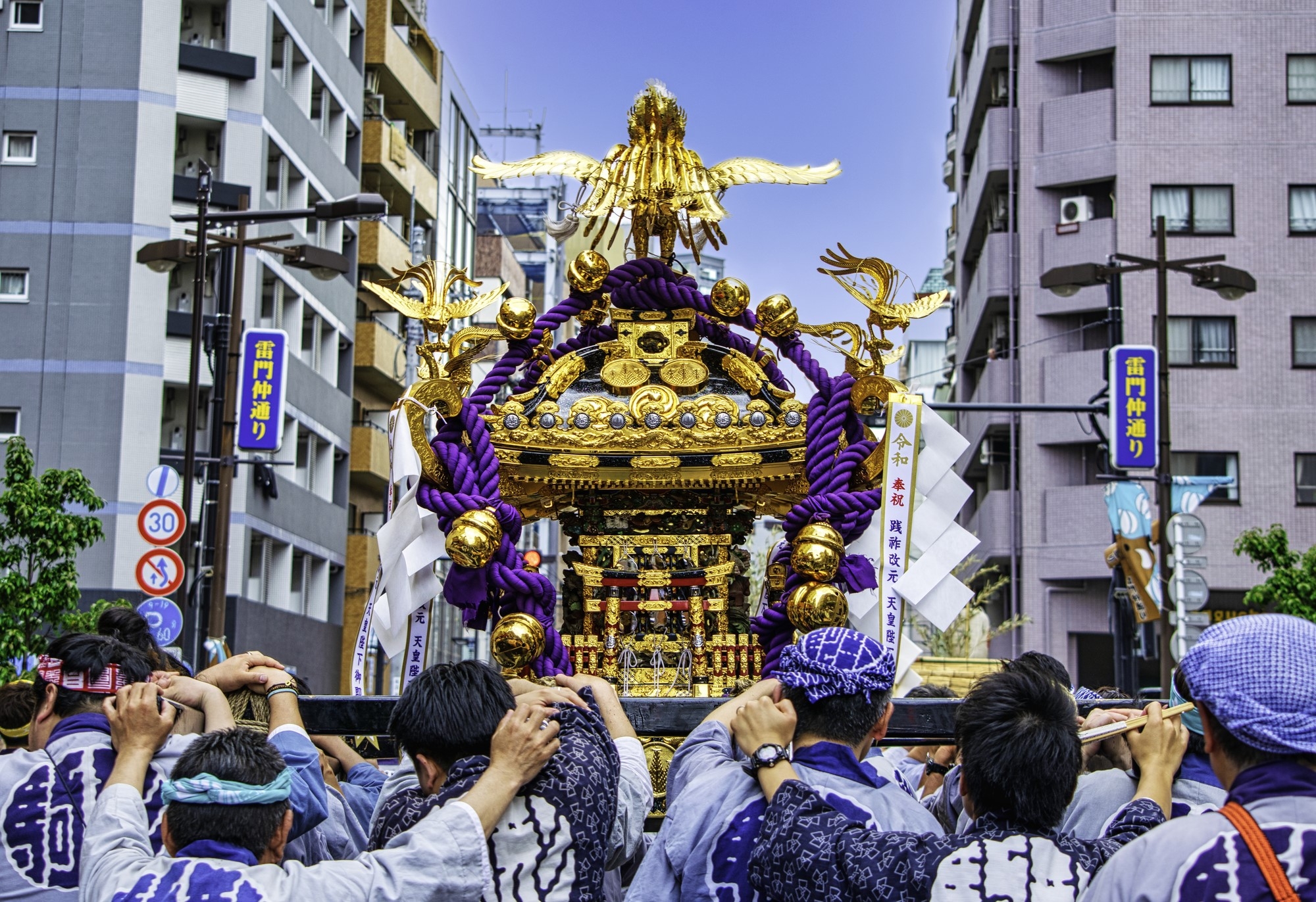 People carrying a Mikoshi