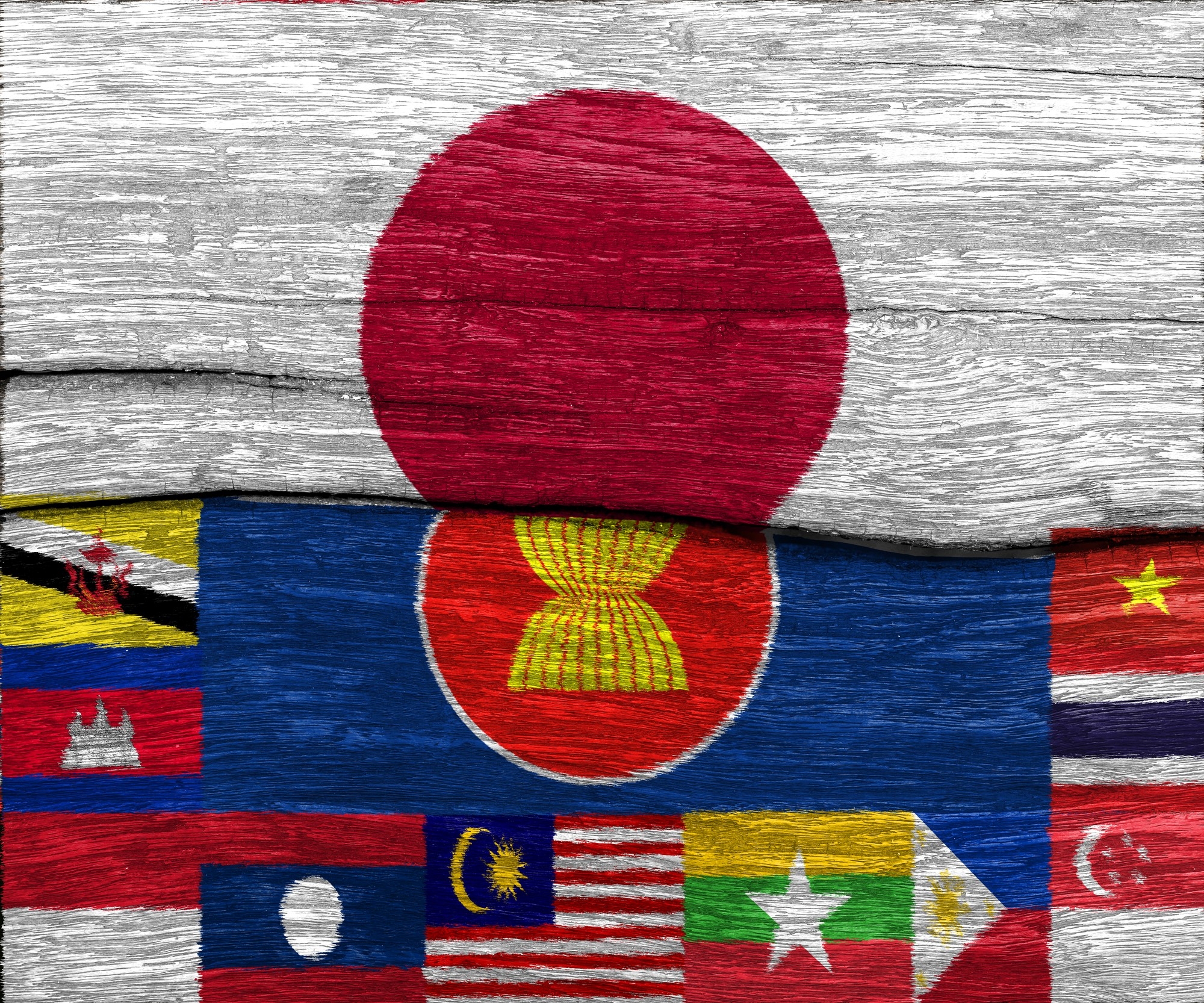 A flag showing Japan and ASEAN