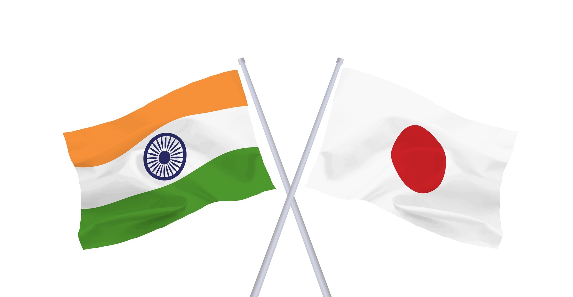 The crossed flags of India and Japan