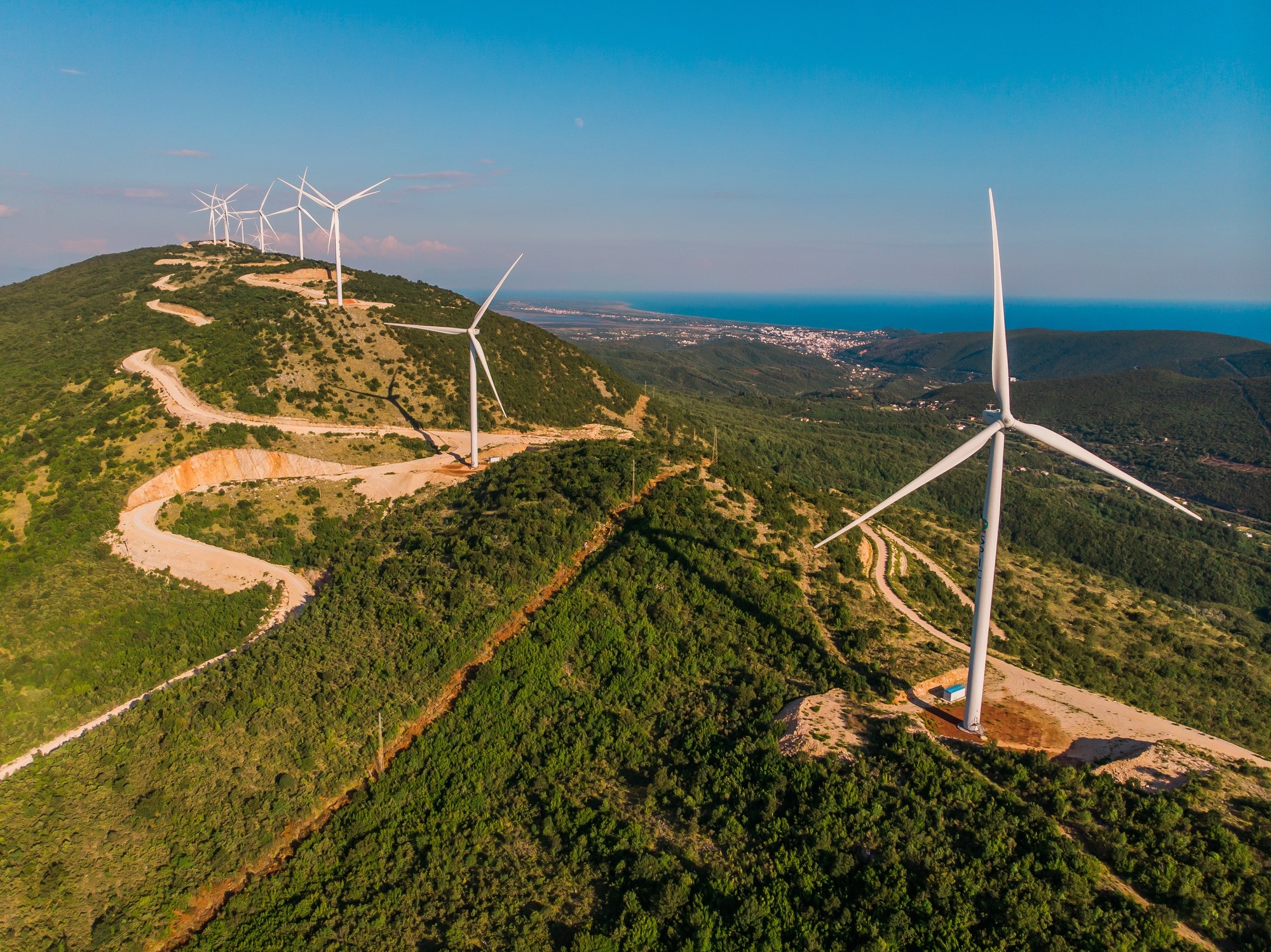 Wind turbines on a hill