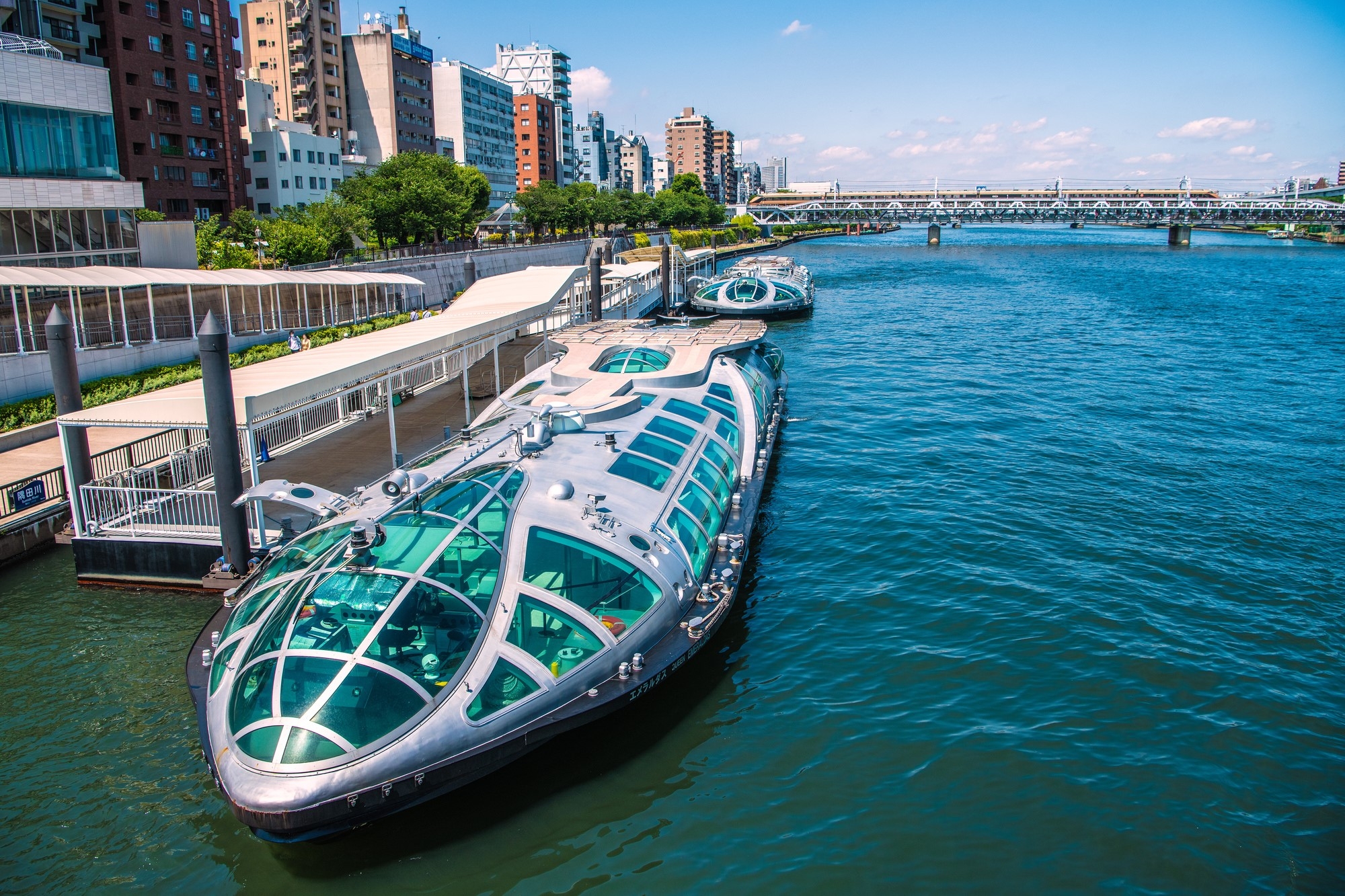 A boat anchored at a pier