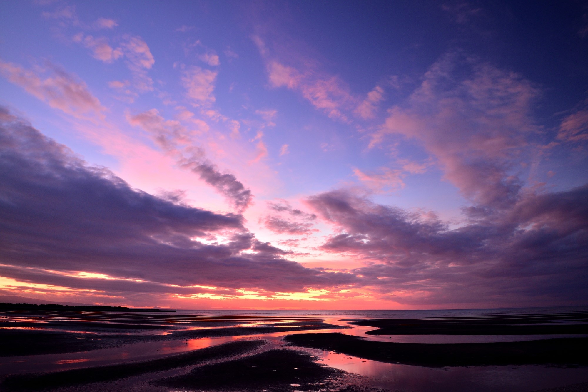 Sunset and stunning colored sky