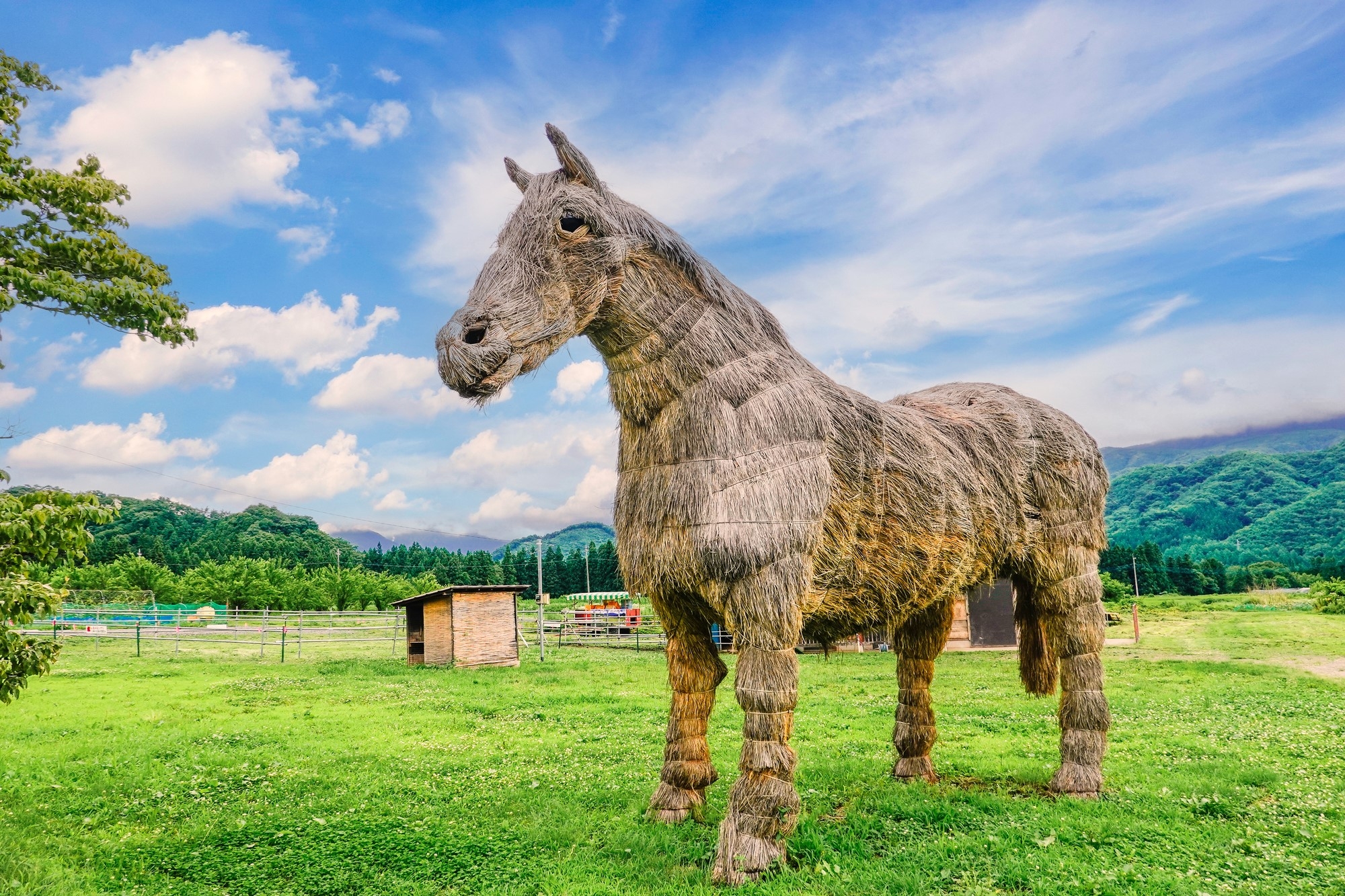 A horse-shaped wara artwork